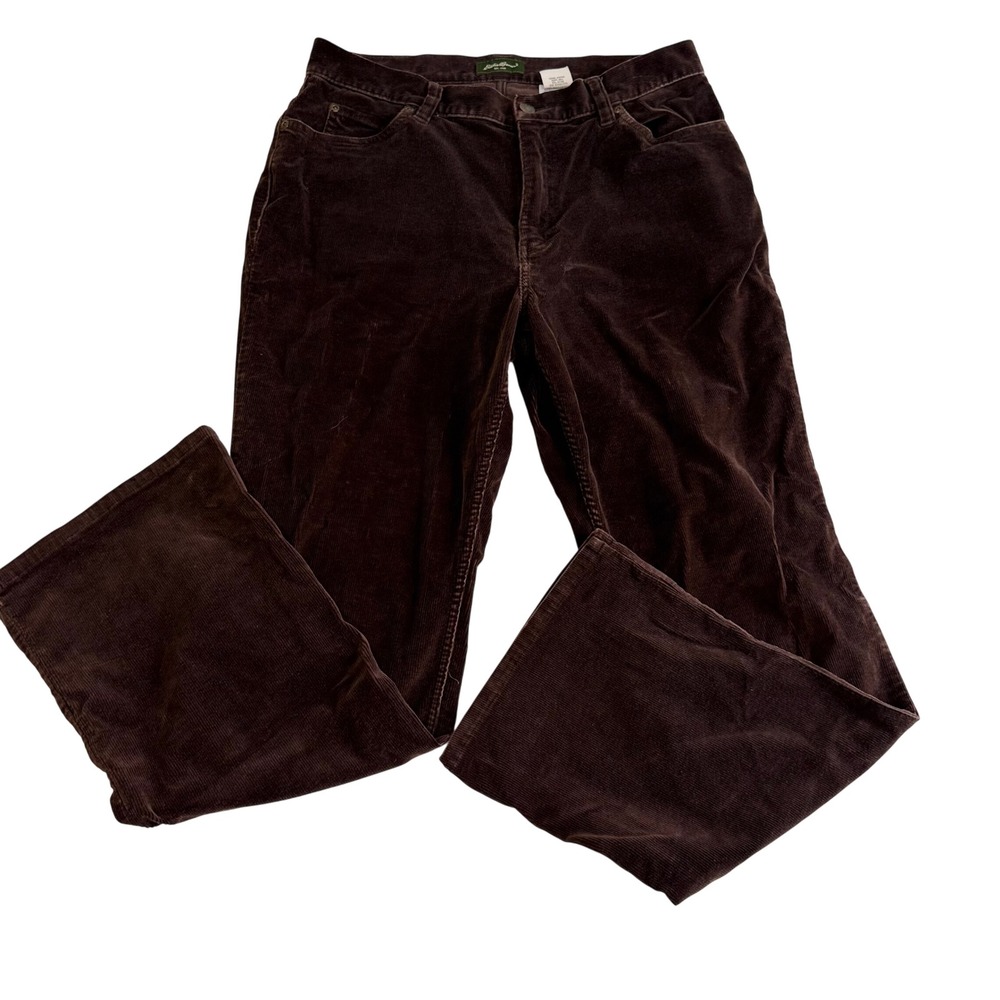 Eddie Bauer Women's 12R Brown Corduroy Bootcut Stretch Pants Legendary Fit